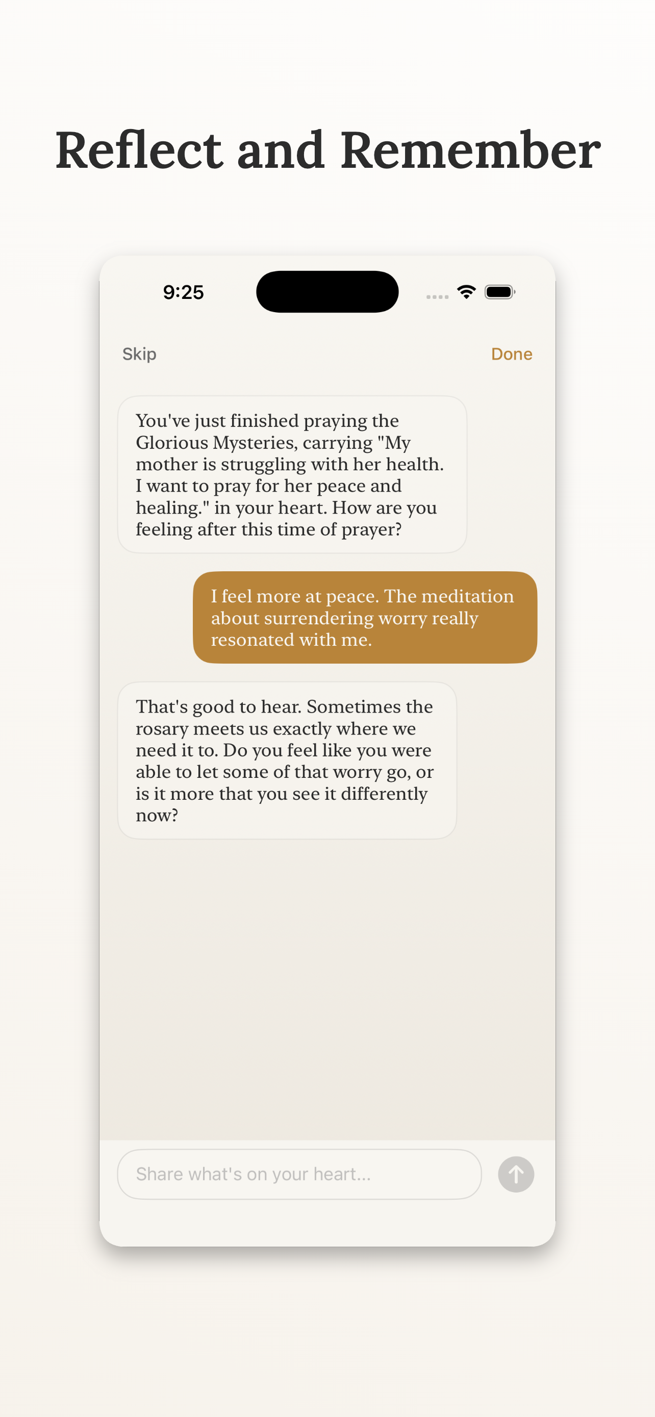 Post-prayer reflection chat