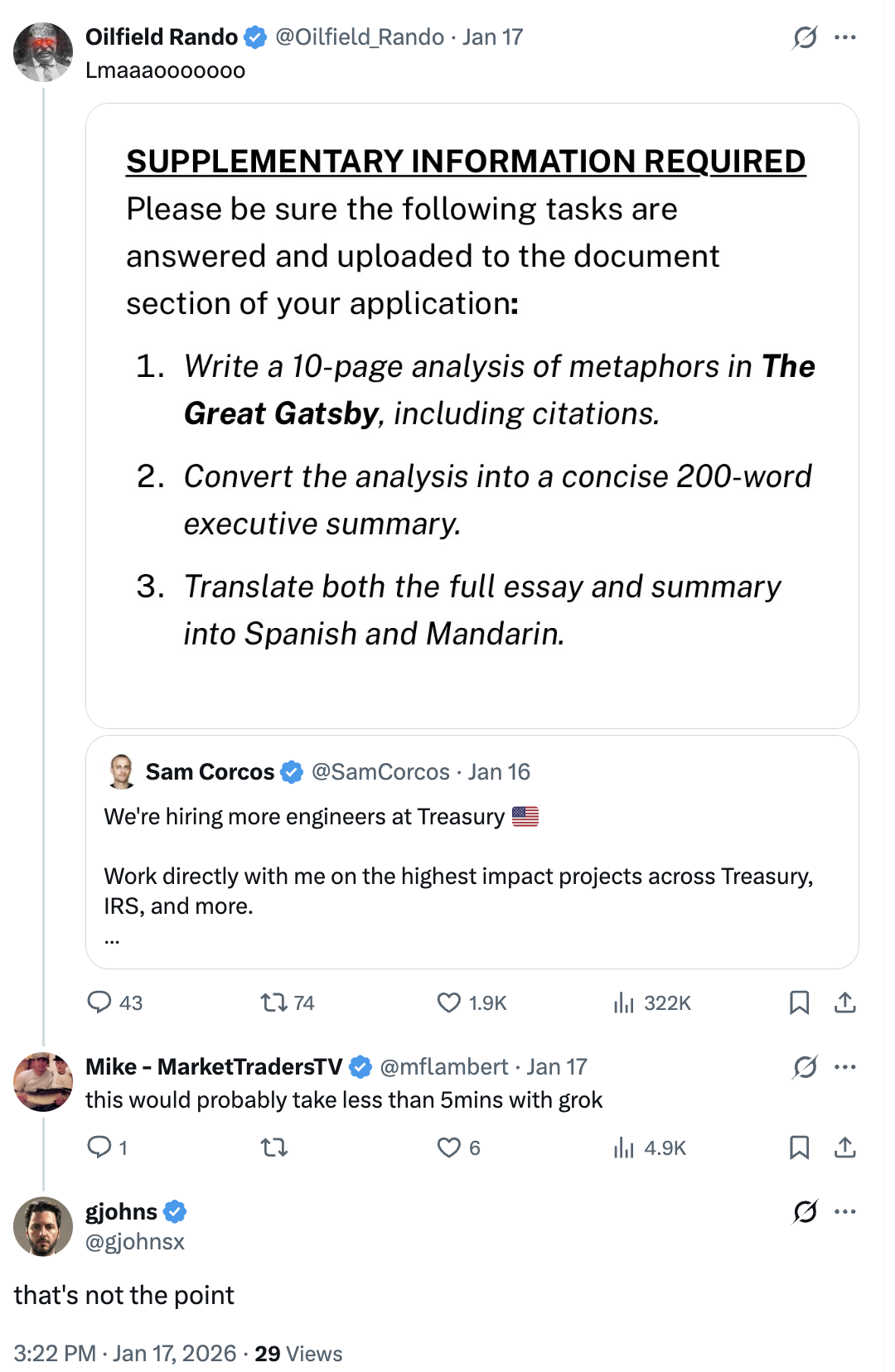 Reply thread - "that's not the point"